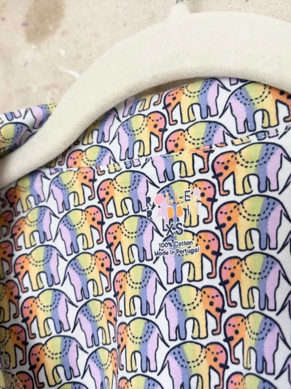 Roller Rabbit Disco Rainbow Elephant Long Sleeve Pajama Top